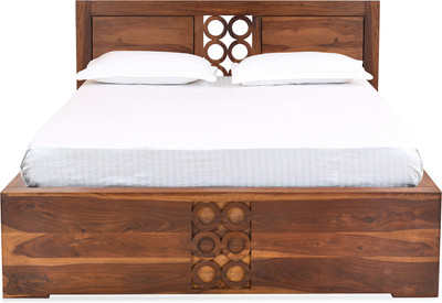 

@home by Nilkamal Annulus Solid Wood Queen Bed With Storage(Finish Color - Brown)