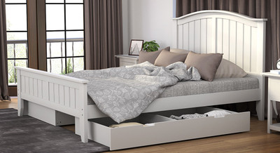 

Urban Ladder Wichita Solid Wood Queen Bed With Storage(Finish Color - White)