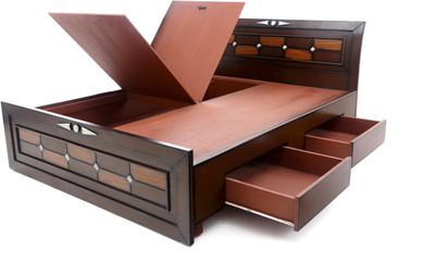 

Furnicity Engineered Wood King Bed With Storage(Finish Color - Walnut)