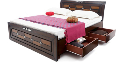 

Furnicity Engineered Wood Queen Bed With Storage(Finish Color - walnut)