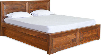 

@home by Nilkamal Cubus Solid Wood King Bed With Storage(Finish Color - Walnut)