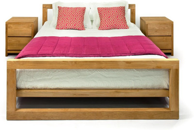 Tezerac Solid Wood Queen Bed(Finish Color - Natural)