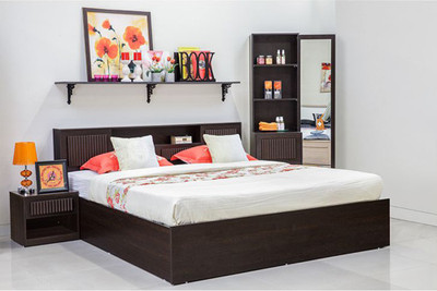 

HomeTown Tiago Engineered Wood King Bed With Storage(Finish Color - Wenge)