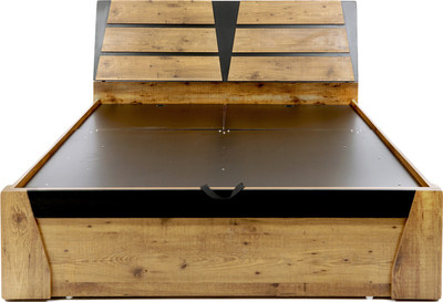 EVOK Texas Engineered Wood Queen Hydraulic Bed(Finish Color - Brown, Delivery Condition - Knock Down)