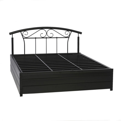 

Irony Furniture Metal King Bed With Storage(Finish Color - Black)
