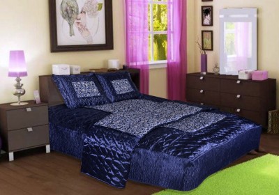 Chelsi Satin Double King Sized Bedding Set(Blue)