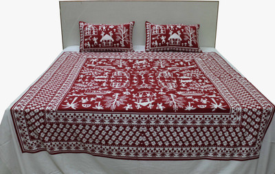 

Adishma Cotton Bedding Set(Maroon, White)