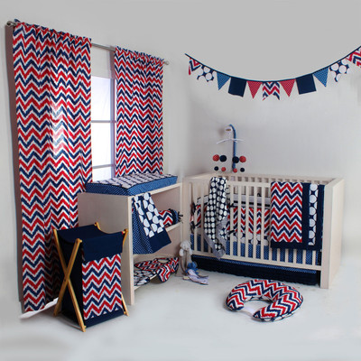 

Bacati Cotton Bedding Set(Navy, Red)
