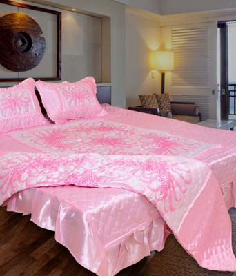 

Chelsi Satin Bedding Set(Pink)