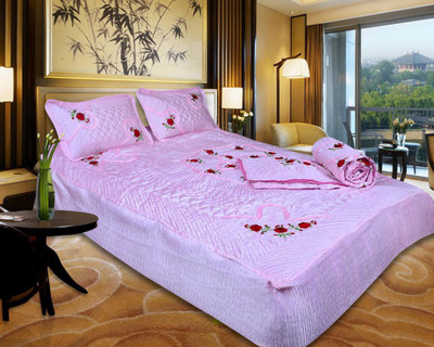 

El Sandalo Ethnic Raw Silk Bedding Set(Pink)