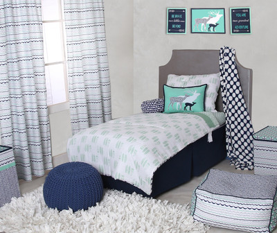 

Bacati Cotton Bedding Set(Mint " Navy)