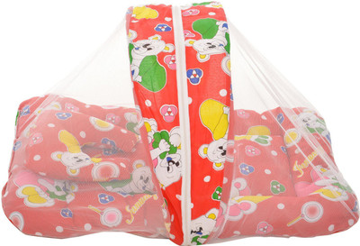 

BSB Trendz Baby Baby mat with pillows and mosquito net Jumbo(Fabric, Red)