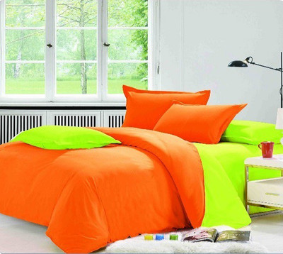 

Dexim Polycotton Bedding Set(Orange, Green)