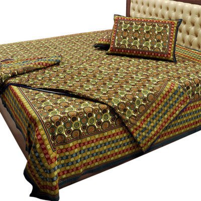 55% OFF on Little India Ethnic Cotton Bedding Set(Green)