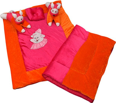 

Maple Krafts Velvet, Polycotton Bedding Set(Pink, Peach)