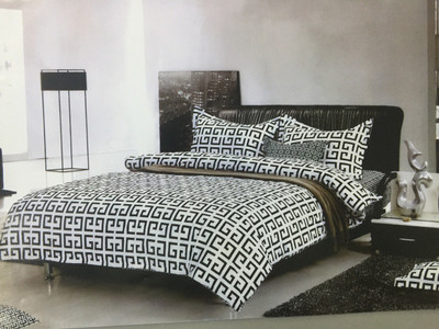 

Dexim Polycotton Bedding Set(Black, White)