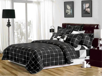 Dexim Polyester, Cotton Bedding Set(Black)