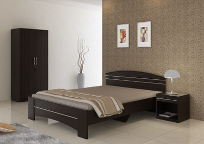 

Spacewood Engineered Wood Bed + Side Table + Wardrobe(Finish Color - NATURAL WENGE WOODPORE)