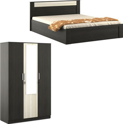 

Spacewood Engineered Wood Bed + Wardrobe(Finish Color - Natural Wenge)
