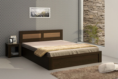 

Spacewood Engineered Wood Bed + Side Table(Finish Color - Vermount)