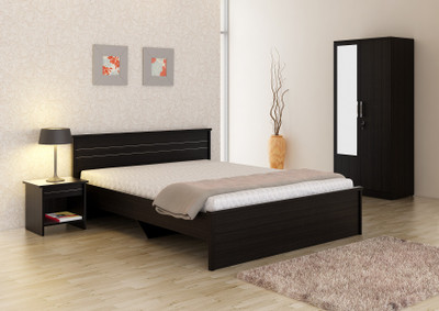 

Spacewood Engineered Wood Bed + Side Table + Wardrobe(Finish Color - Natural Wenge woodpore)