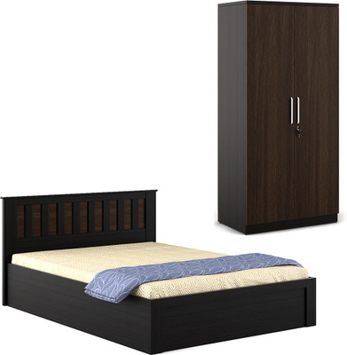 

Spacewood Engineered Wood Bed + Wardrobe(Finish Color - Natural Wenge)