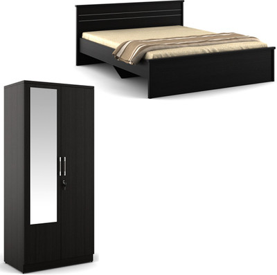 

Spacewood Engineered Wood Bed + Wardrobe(Finish Color - Natural Wenge)