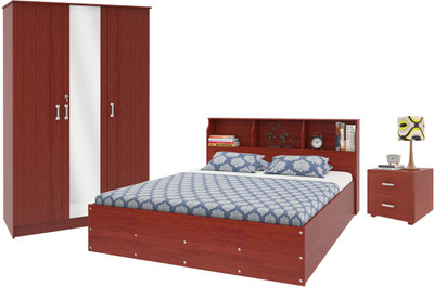 

Housefull Engineered Wood Bed + Side Table + Wardrobe(Finish Color - Mahogany)