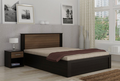 

Spacewood Engineered Wood Bed + Side Table(Finish Color - NATURAL WENGE WOODPORE)