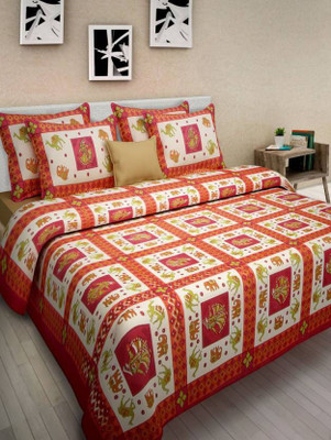 

Ruby Creation 240 TC Cotton Double Printed Bedsheet(Pack of 1, Multicolor)