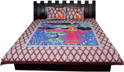 

Nathi and Nancy Cotton Double Printed Bedsheet(1 Bed Sheet & 2 Pillow Covers, Multicolor)