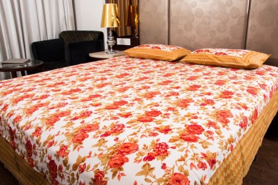 UNIQCHOICE 120 TC Cotton Double Floral Flat Bedsheet(Pack of 1, Yellow)