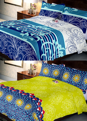

Indien Casa 108 TC Cotton Double Floral Bedsheet(Pack of 2, Multicolor)
