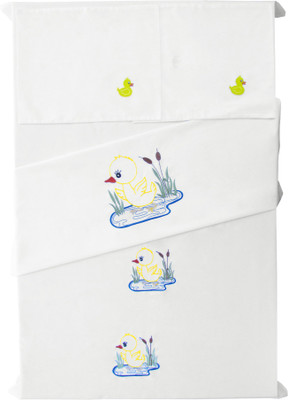 

Baby Rap 200 TC Cotton Crib Embroidered Bedsheet(Pack of 2, White)