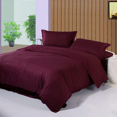 

Lookandlike 150 TC Satin Single Striped Bedsheet(Pack of 1, Maroon)