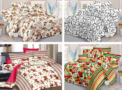 

India Furnish 110 TC Cotton Double Floral Bedsheet(Pack of 4, Multicolor)