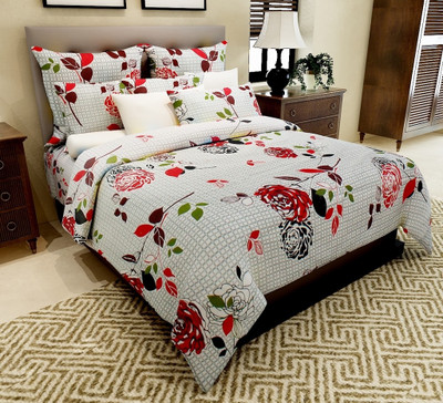 

Home Candy 144 TC Cotton Double Floral Bedsheet(Pack of 1, White)