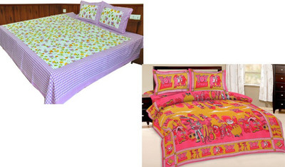 

Shopping Rajasthan Cotton Double Printed Bedsheet(Pack of 2, Multicolor)