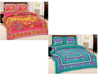 

Shopping Rajasthan Cotton Double Printed Bedsheet(Pack of 2, Multicolor)
