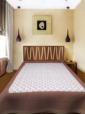 UNIQCHOICE 120 TC Cotton Single Printed Flat Bedsheet(Pack of 1, Brown)