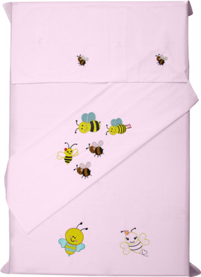 

Baby Rap 200 TC Cotton Crib Embroidered Bedsheet(Pack of 2, Pink)