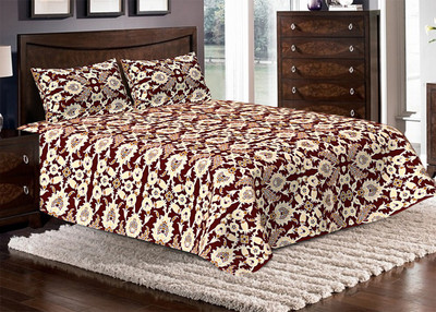 

Bella Casa 104 TC Cotton Double Printed Bedsheet(Pack of 1, Brown)