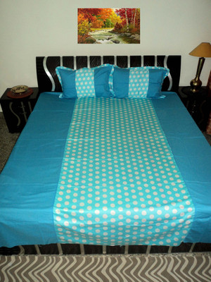 

Amita Home Furnishing Cotton Double Striped Bedsheet(Pack of 1, Blue)