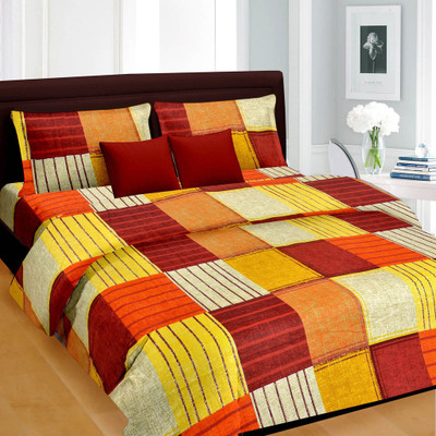 

Cortina 220 TC Satin Double Geometric Bedsheet(Pack of 1, Multicolor)
