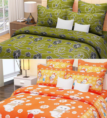 

Home Candy 144 TC Cotton Double Floral Bedsheet(Pack of 2, Multicolor)