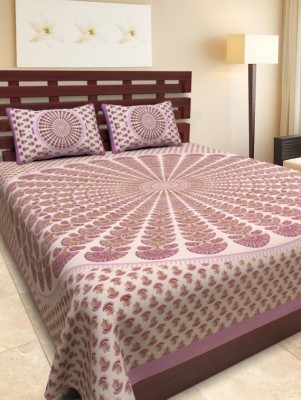 UNIQCHOICE 144 TC Cotton Double Printed Flat Bedsheet(Pack of 1, Purple)