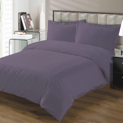 24% OFF on Misr 300 TC Cotton Single Plain Bedsheet(1 Bedsheet And 2 Pillow Covers, Lilac)