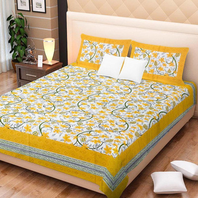 

Kismat Bedding Collection 180 TC Cotton Double Printed Bedsheet(Pack of 1, Multicolor)