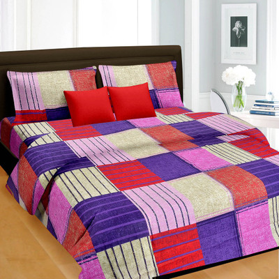 

Cortina 220 TC Satin Double Geometric Bedsheet(Pack of 1, Multicolor)