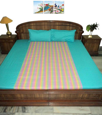 

Amita Home Furnishing 300 TC Cotton Double Striped Bedsheet(Pack of 1, Multicolor)